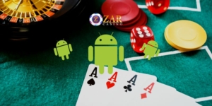 android robots above a casino table with four aces